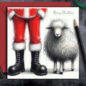 Carte de Noël MOUTONS (fc). Une carte de Noël pour tous ceux qui aiment les moutons ou qui ont un troupeau de moutons, un berger, un fermier ou un propriétaire de moutons