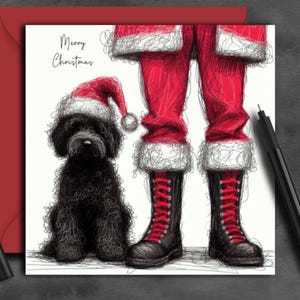 ZWARTE COCKAPOO HOND kerstkaart (fc).  De ideale kaart om te sturen naar een cockapoo-ouder, moeder, vader, vriend, hondenuitlater of hondentrimmer