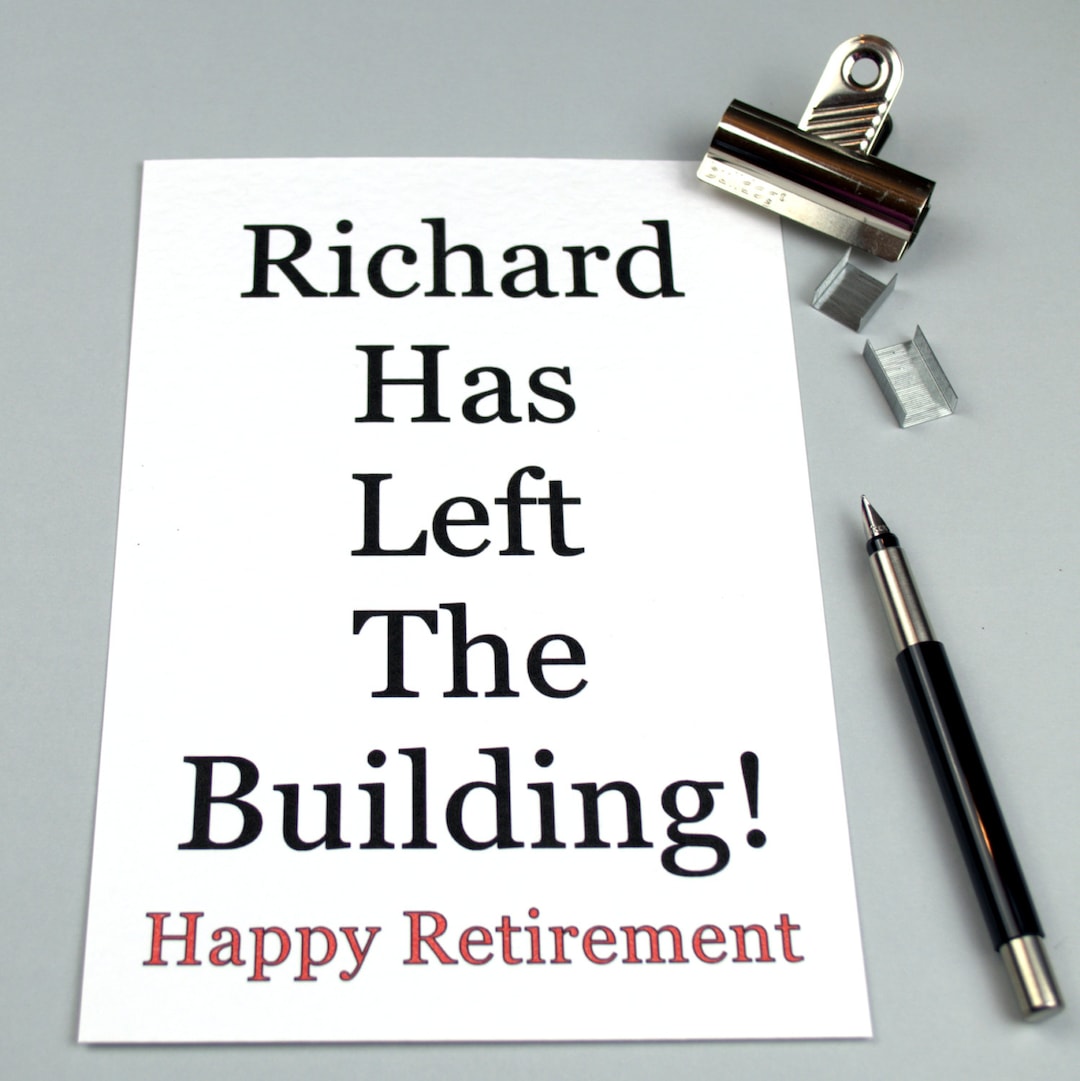 Personalised Retirement Card 'left the Building' - Etsy UK