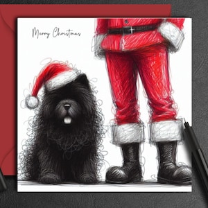 Carte de Noël CHOW CHOW NOIR. (fc) Une carte de Noël pour chaque propriétaire, père de chien, mère de chien ou grand-parent de ces beaux ours noirs.