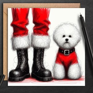 BICHON FRISE DOG Biglietto di Natale, biglietto per tutti coloro che hanno un cane Bichon, perfetto da regalare a Natale a papà, mamme e amici