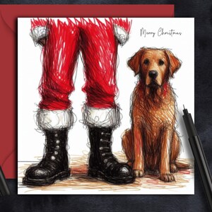Biglietto di Natale per cani FOX RED LABRADOR. (fc) Un biglietto di Natale per un proprietario di un labrador rosso volpe, un genitore di un cane, una mamma, un papà, un nonno, un familiare o un amico.