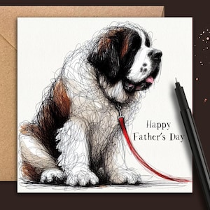 Sint-bernardshond Vaderdagkaart (RoodLead) Een Sint-bernardshondvaderdagkaart voor vader, de hond, vader, stiefvader, opa, zoon of broer