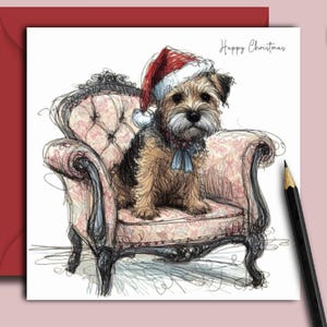 Biglietto di auguri di Natale a forma di BORDER TERRIER (BigChair) Un biglietto di auguri di Natale per ogni proprietario, papà, mamma o nonno di questi cagnolini.