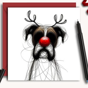 Carte de Noël BOXER DOG, une carte pour tous ceux qui ont un magnifique chien boxer gonflable, à offrir à un papa, à une maman, à des amis et à la famille