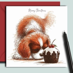 Blenheim CAVALIER KING CHARLES Spaniel-Hundeweihnachtskarte.