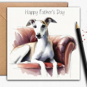 Whippet Dog Vaderdagkaart (OntheChair) Vaderdagkaart voor een whippet, vader, vader, opa, zoon of echtgenoot