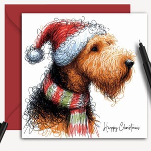 Biglietto di NATALE AIREDALE, biglietto per tutti coloro che hanno un cane Airedale, perfetto da regalare a Natale a papà e mamme, nonni e amici