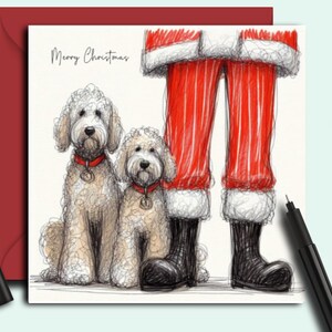 Carte de Noël LABRADOODLE DOGS. (2chiens). Une carte de Noël pour chaque magnifique propriétaire de labradoodle, maman, papa, ami, promeneur de chien ou toiletteur de chien