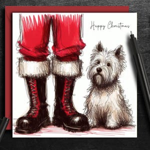 Carte de Noël du West Highland Terrier. Une carte de Noël pour chaque propriétaire, père de chien, maman de chien, grand-parent de ce petit chien blanc affectueux