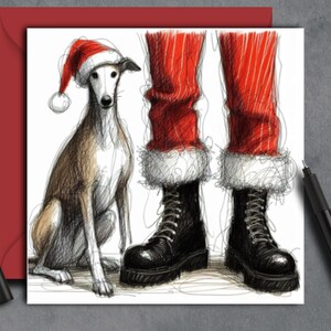 Biglietto di Natale per un cane levriero. (fc) Un biglietto di Natale per un proprietario di levriero, un genitore di cane, una mamma, un papà, un nonno, un amico o un dog walker.