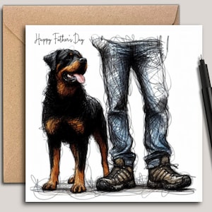 ROTTWEILER Hondenvaderdagkaart, kaart voor hondvader, de hondvader, Vaderdagkaart voor vader met een Rottweiler-hond, kaart van de hond.