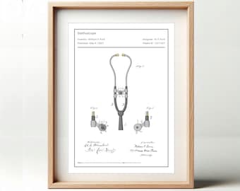 Stethoscope Patent Poster | Vintage Medical Poster | Office Decoration | Anatomical Art | Nurse Doctor Gift | Color or B&W