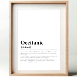 Poster Definition Okzitanien | Typografisches Poster Region | Wanddekoration Toulouse | Okzitanische Geschenkidee