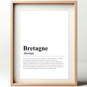Cartaz de definição da Bretanha | Cartaz do dicionário original | Decoração de parede da Bretanha | Presente Bretão | Arte Tipográfica Vintage
