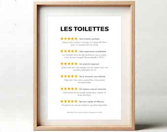 Toalettbetygsaffisch - 5 stjärnor - Humoristisk toalettdekoration - Kundrecensionsposter - Rolig väggtavla