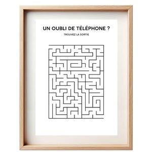 Póster del baño: Laberinto para completar | Idea original de WC | Decoración de pared divertida | Juego de baño sin teléfono | Regalo divertido