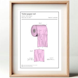 Poster di brevetto sulla carta igienica | Decorazione originale e divertente | Stile minimalista | Opzione di colorazione | Regalo WC insolito