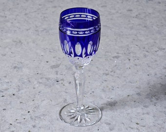 7 Retired Waterford Crystal Cobalt Blue Clarendon Pattern 6" Cordial Glasses, Irish Crystal, Vintage