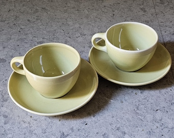 Vintage Russel Wright Chartreuse Cup and Saucer Set: Mid-Century Iroquois Tableware, 2 available