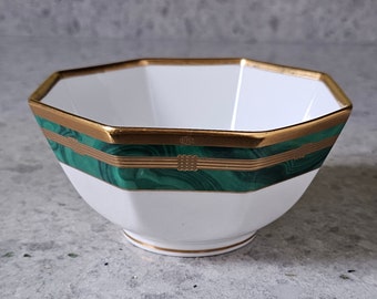 Vintage Christian Dior Fine China Gaudron Malachite Octagonal 5" Candy Dish, Serving Bowl, Vegetable Bowl 1980s