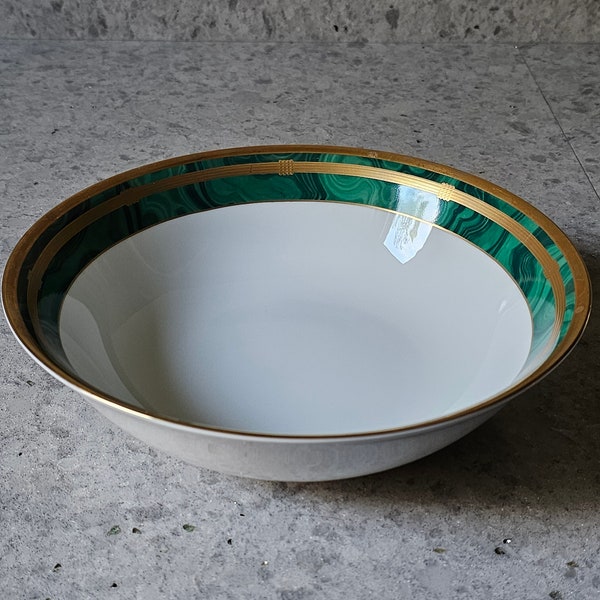 Vintage Christian Dior Fine China Gaudron Malachite Round 9.25" Vegetable Bowl Serving Bowl 1980s, 2 Available