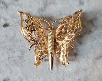 Vintage Monet Dimensional Gold Tone Butterfly Pin Costume Jewelry Mother's Day Gift