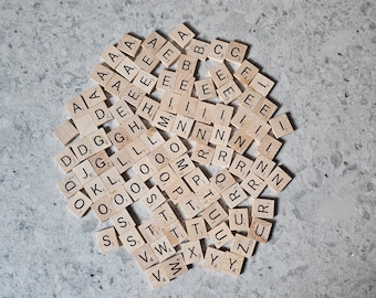 Vintage Wood Scrabble Tiles, Missing 1 F, Some Stained, For Replacement or Crafting