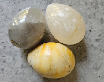 Vintage Alabaster Easter Eggs, Hand Carved In Italy, 3 Available