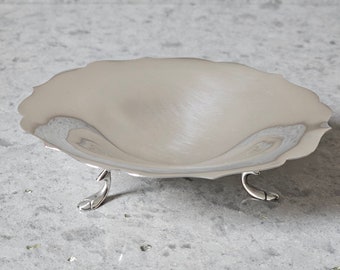 Unique Antique Sterling Silver 5 Inch Shallow Footed Candy Dish, Trinket Bowl, + Hallmarks C, Elephant, India or Dundee