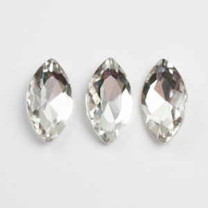 3 Clear Marquis - 17 x 32mm - No Holes - Set of 3