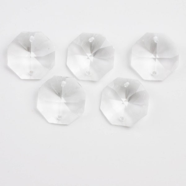 5 - 20mm Chandelier Crystal Prism Octagon  Beads 2-Hole Jewelry Connectors - FULL LEAD Crystal