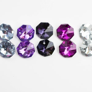 Set of 100 - 14mm 2-Hole Chandelier Crystals Connectors -  Purple Iridescent Collection