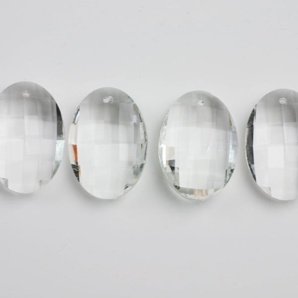 4 Chandelier Crystals Prisms -  38mm Clear Matrix Chandelier Crystals