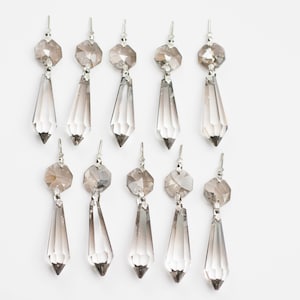 10  Satin Chandelier 38mm FULL LEAD Asfour Crystal Prisms Icicle Drops Pendants