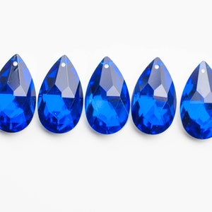 Set of 5 - 38mm Blue Teardrop with Silver Backs