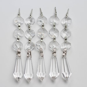 5 Icicle 38mm Asfour FULL LEAD Crystal Chandelier Crystal Prisms with Triple Top Crystals