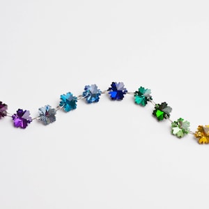 14mm Snowflake Chandelier Crystals Prisms Garland - 13 Pieces - Rainbow