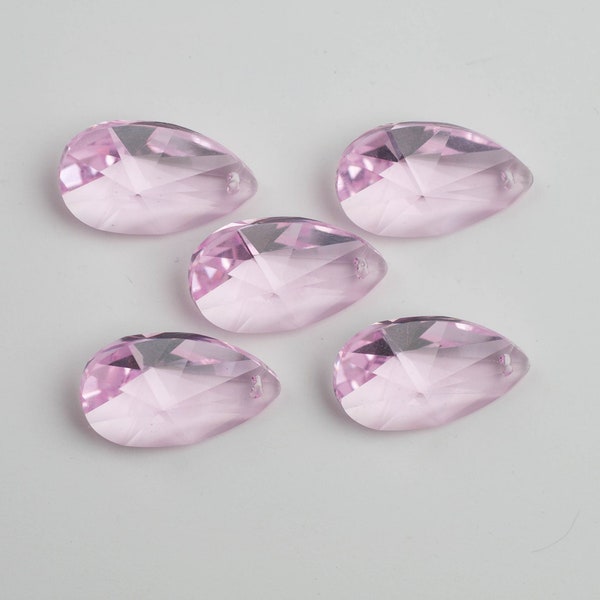 5 Pink Chandelier Crystals Prisms -  28mm Rosaline Pink -Asfour FULL LEAD Crystal