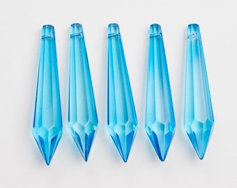 5 - Chandelier Crystals Prisms - 63mm Aqua Icicles