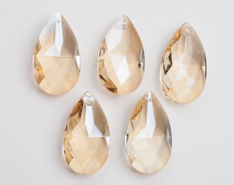 50mm - Set of 5 Asfour Golden Shadow Crystal Chandelier Prisms - FULL Lead Almond Shape Crystal 50mm - Style VAS72