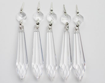 5 Chandelier Crystals Prisms - 76mm U Drop Icicle AFOUR Lead Crystal Prisms With 14mm Top Crystal