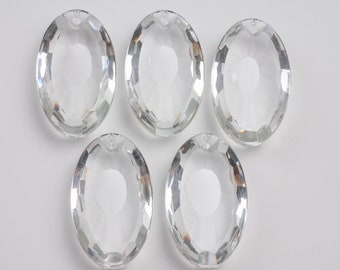 5 - 50mm Clear Chandelier Crystals Prisms  - Oval Glass Crystal Prisms - Asfour Crystal