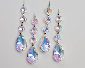 AB Crystal Chandelier Prisms - 38mm Teardrop, Set of 4