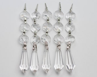5 Icicle 38mm Asfour FULL LEAD Crystal Chandelier Crystal Prisms with Triple Top Crystals