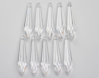 10 -  Asfour Full Lead Crystal Chandelier Crystals Prisms - 76mm U Drop Icicle Crystal Prisms