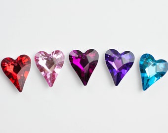 27mm Chandelier Crystal Hearts - Set of 5 Crystal Prisms with Silver Backs- Valentines Day Jewelry Supplies