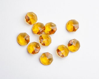 12 Golden Yellow - 14mm 2-Hole Chandelier Crystals Connectors