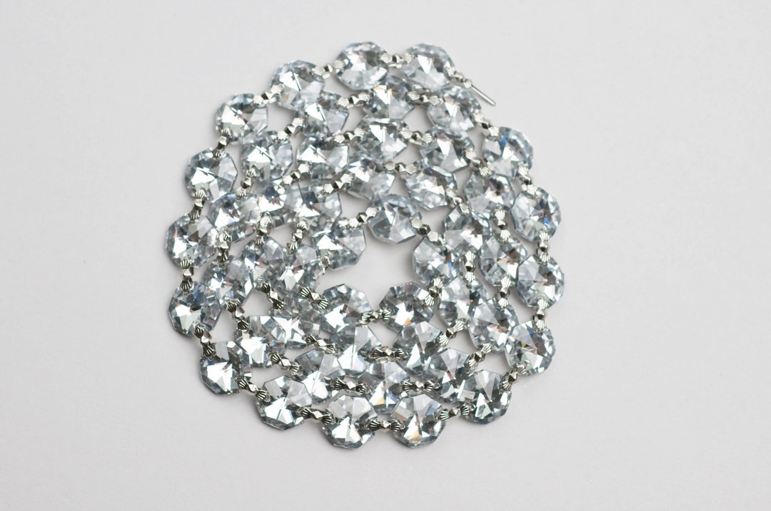1 Yard 3 Ft. Chandelier Crystals Bead Garland Chain Silver /silverbacks Crystal / Silver