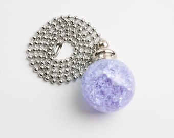 30mm Lilac Crackle Smooth Fan Pull Ball Crystal with Silver Hardware